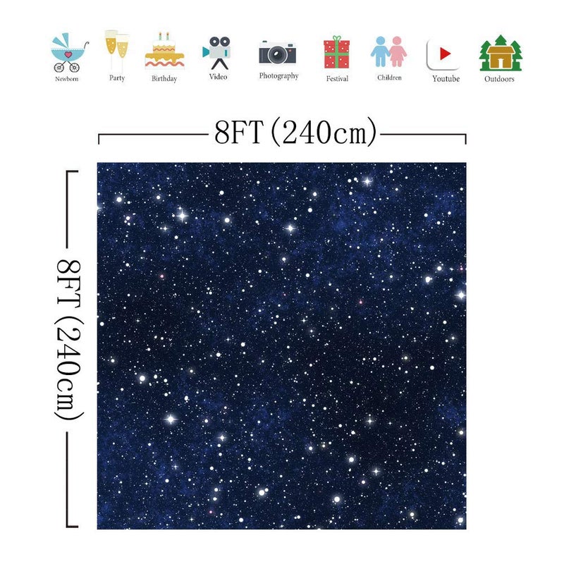 Sensfun 8X8ft Night Starry Sky Photography Backdrop Shiny Galaxy Stars Wedding Photo Studio Booth Background Outer Space Kids Birthday Baby Shower Party Decoration Banner w-1025 - Image 5